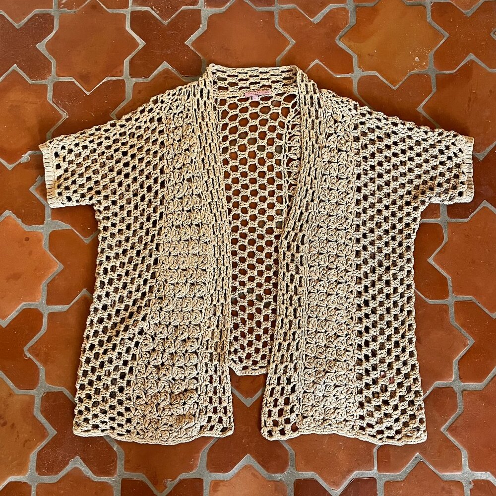 Calypso St. Barth OVERSIZED Crochet Wrap Cardigan - One Size - Picture 2 of 4